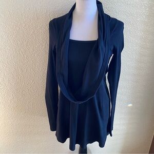 Prairie Underground Black Long Sleeve Mock Neck Top Ribbed Organic Cotton Tunic